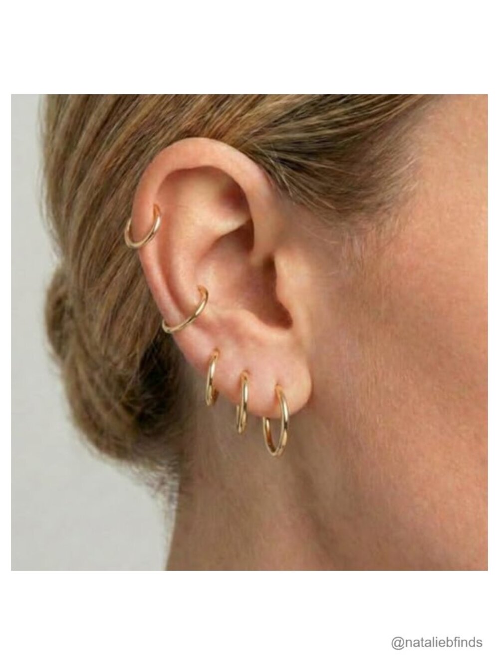 Huggie Hoop Earrings Set Hypoallergenic 316L Surgical Steel Small Gold Plated - Picture 3 of 6